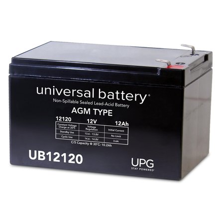 UPG Sealed Lead Acid Battery, 12 V, 12Ah, UB12120, F2 Faston Tab Terminal, AGM Type D5775